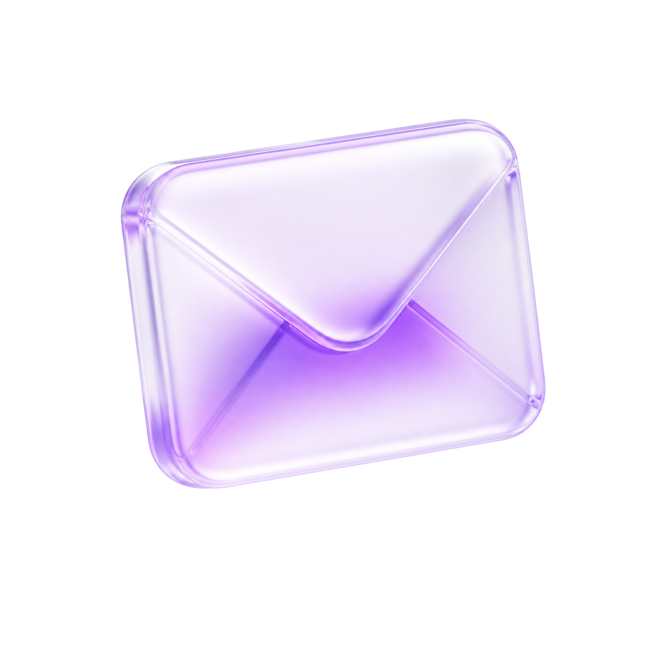 Ícone 3D translúcido de envelope representando o Atlla's Mail